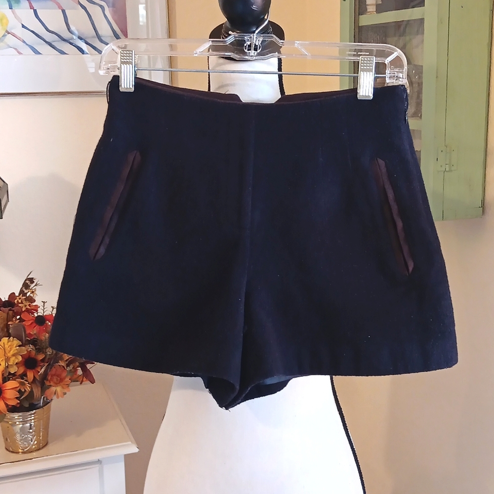 McGinn Black Wool Blend High-Waist Shorts